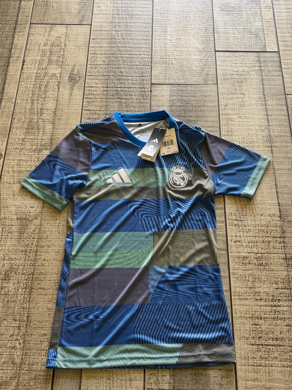 adidas Real Madrid Soccer Jersey XS Slim Fit Blue Green Black White